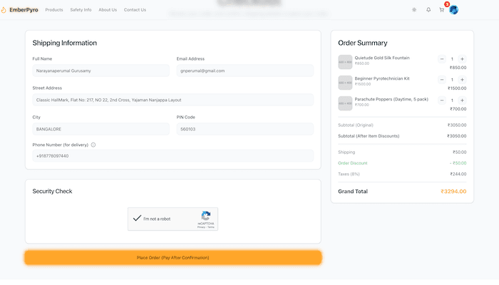 Customer Journey: Cart, Checkout, Profile, Mobile View