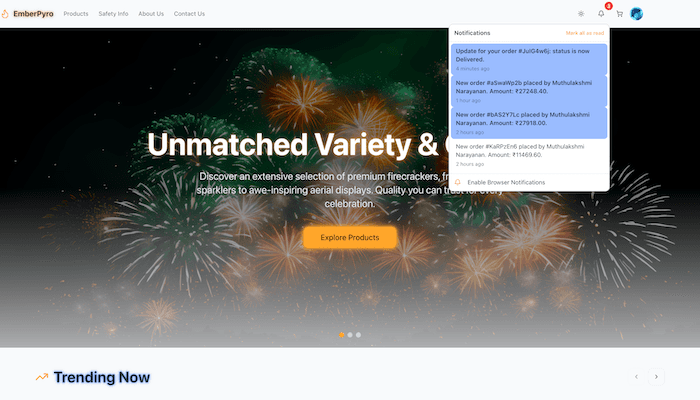 Customer Communication Mockup: Notification, Contact Page